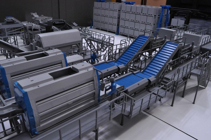 3D打印縮放等比例模型(庫)解決企業(yè)生產線復雜問題,3D打印出生產線模型展示圖